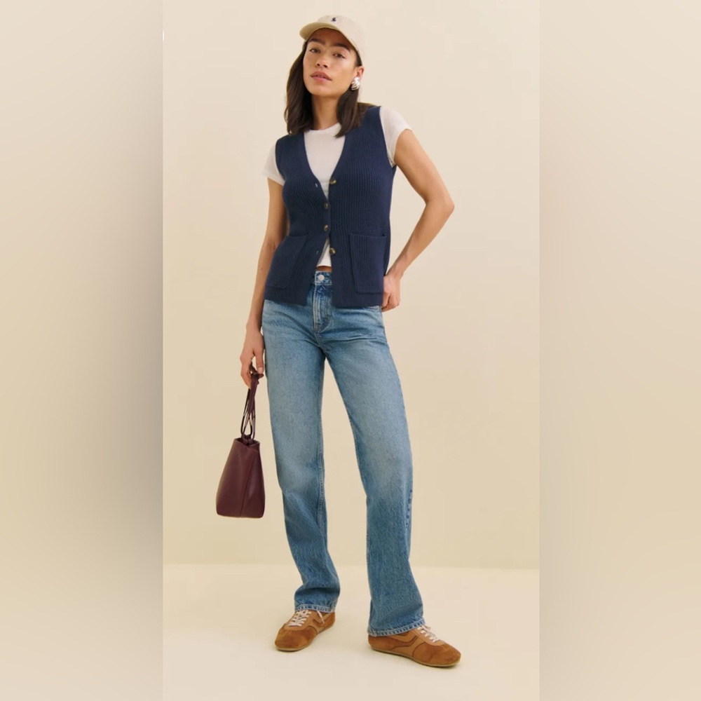 Reformation Faye Cotton Sweater Vest